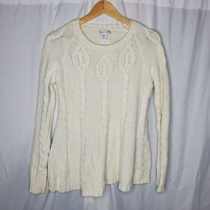 ♤ Wearing Your Heart On Your Sleeve Ivory Cable Knit Sweater Size Medium